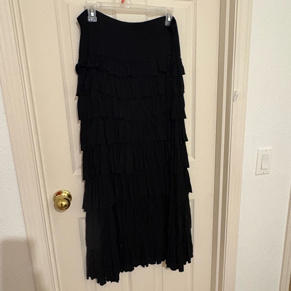 Soft Surroundings Black Layered Maxi Skirt